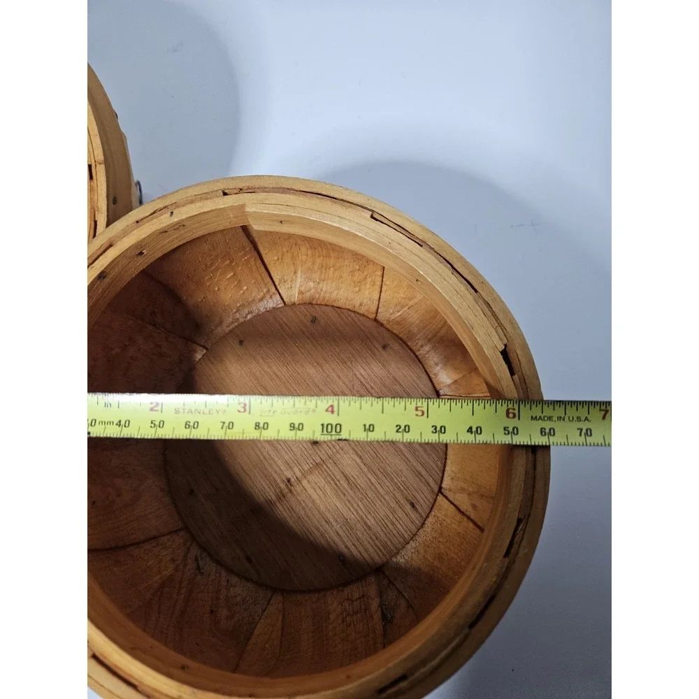 Pumpkin Wooden Bushel Basket with Lid Orange Halloween Fall Decor 6